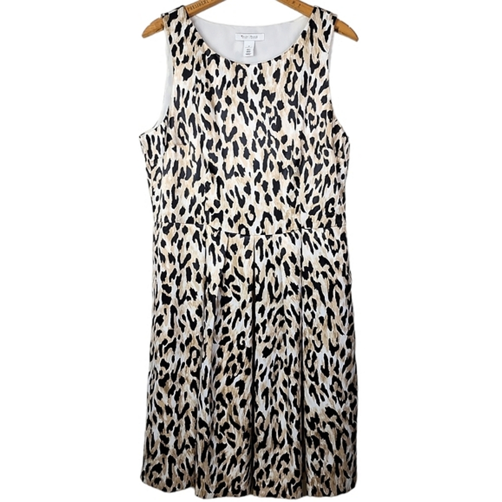 Palme Fashion Leopard Print Tiered Hem Midi Shirt Dress Khaki/yellow